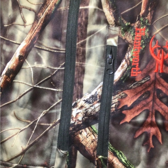 HUNTSWORTH EVO SOFTSHELL PULLOVER 1/2 ZIP CAMO OAK TREE CAMOUFLAGE JACKET MENS L - Picture 2 of 6